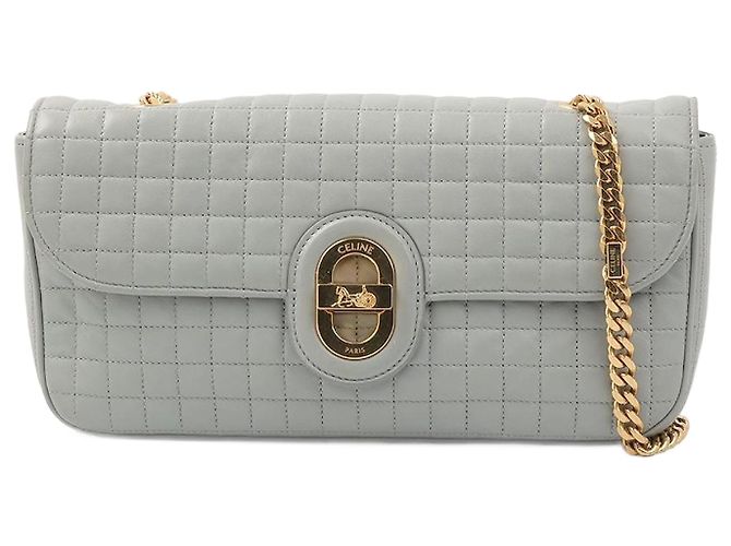 Sac Céline Sully Medium Chain en cuir gris