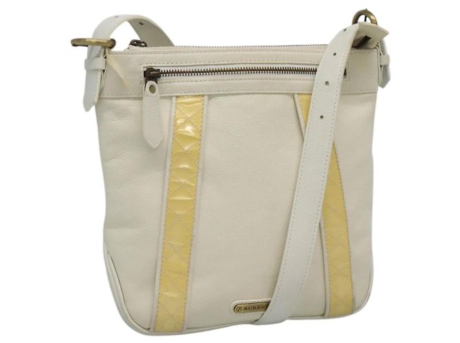 Bolsa de ombro de couro branco Burberry Auth ti2656