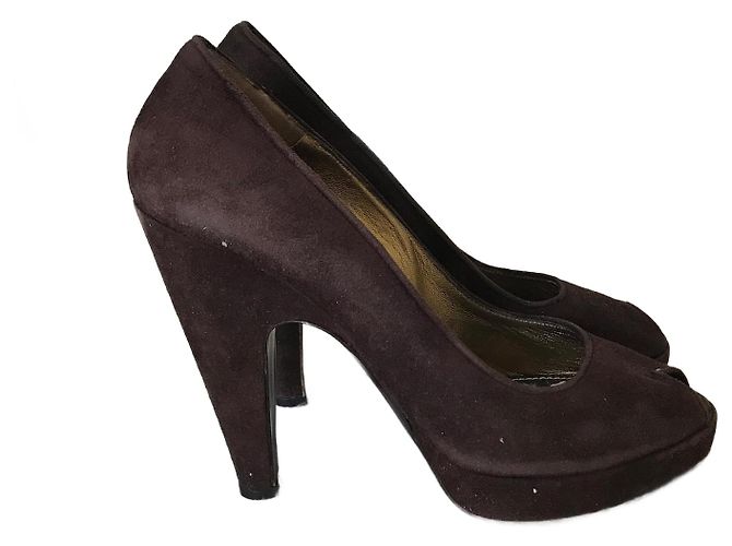 PRADA Heels T.EU 36.5 Suede Brown