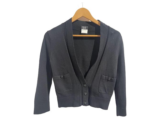 CHANEL Strickwaren T.International S Wolle Schwarz