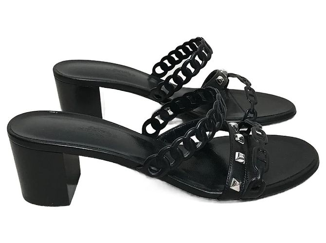 Hermès HERMES Sandalen T.EU 38 Leder Schwarz