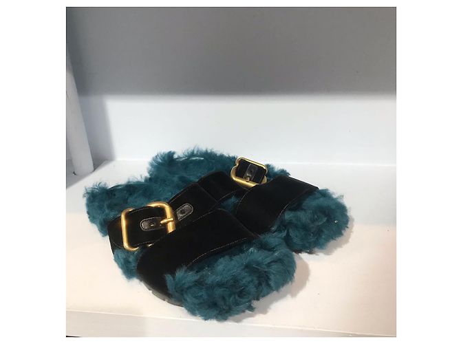 PRADA Mules & clogs T.EU 36 Fur Blue
