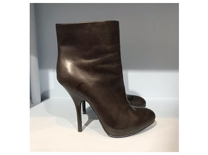 Botines LANVIN T.EU 37.5 Cuero Castaño