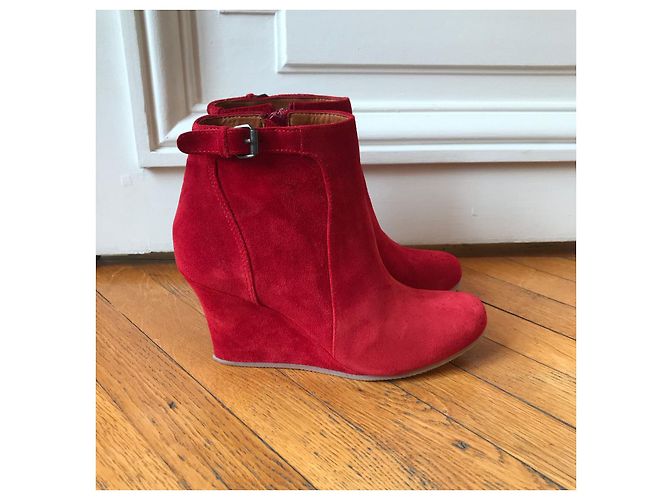 LANVIN Ankle boots T.EU 36 Suede Red
