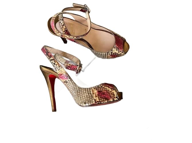 CHRISTIAN LOUBOUTIN Heels T.EU 37 Exotic leathers Beige  ref.2014235