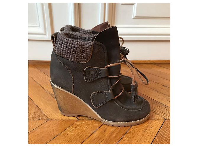 Chloé CHLOE Botines T.EU 37.5 Cuero Gris