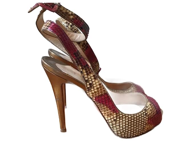 CHRISTIAN LOUBOUTIN Heels T.EU 37.5 Exotic leathers Beige  ref.2014252
