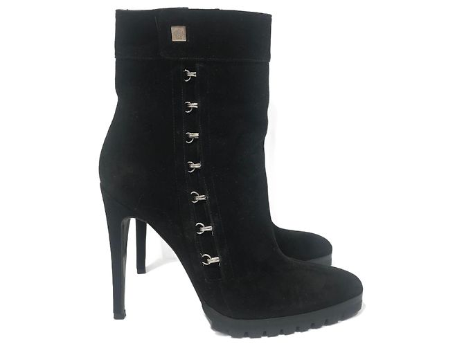 VERSACE Ankle boots T.EU 36 Suede Black
