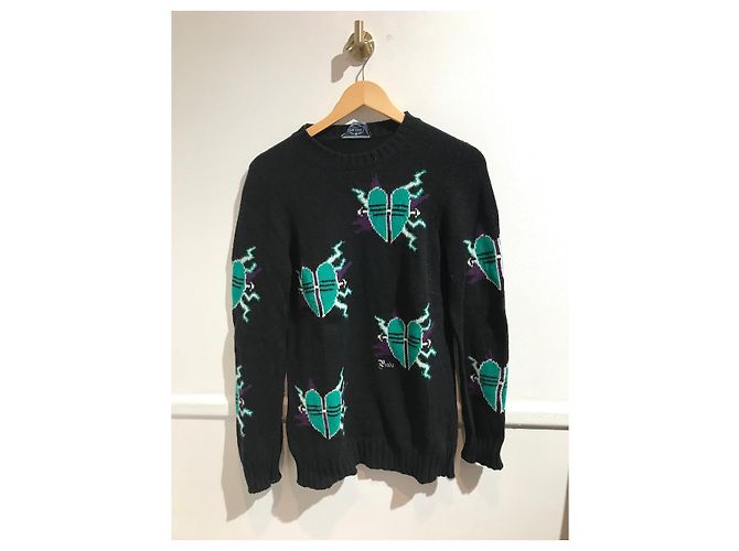 PRADA Strickwaren T.International M Wolle Schwarz 