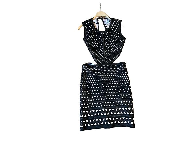 HERVE LEGER Kleid T.International M Viskose Schwarz