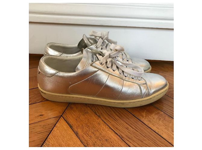 SAINT LAURENT Sneakers T.EU 36 Leder Silber
