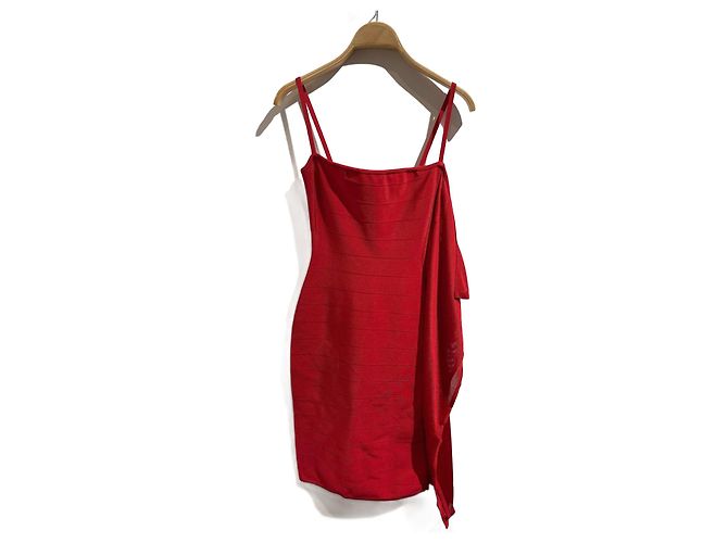 HERVE LEGER Kleid T.International S Viskose Rot