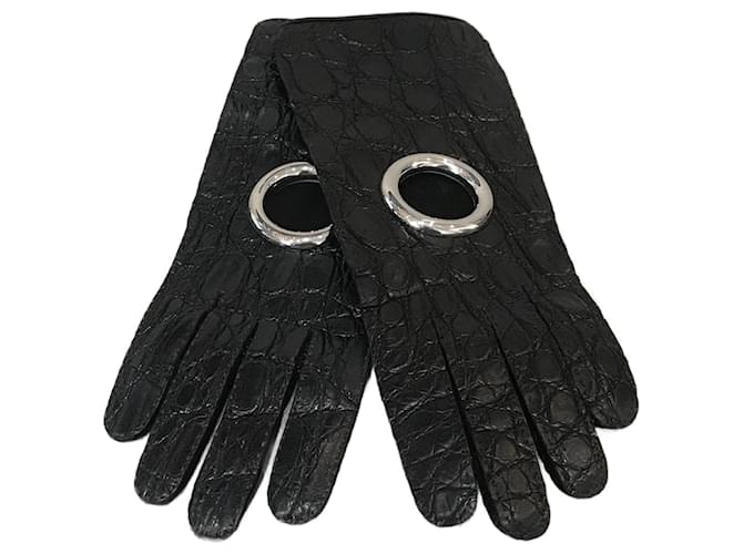 Luvas BALENCIAGA T.polegadas 7 Couro Preto 
