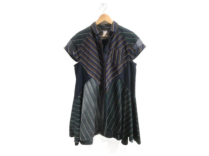 Vestidos SACAI T.International S Algodão Azul marinho
