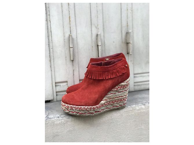 Botines SERGIO ROSSI T.EU 37.5 Ante Roja