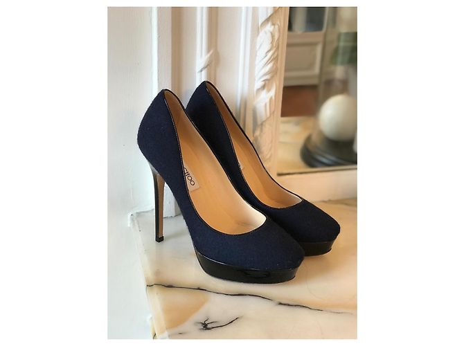 JIMMY CHOO Tacchi T.EU 36.5 Tessuto Blu navy