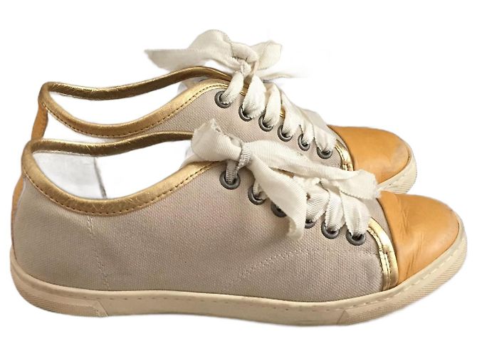 Baskets LANVIN T.EU 35 Tissu Beige