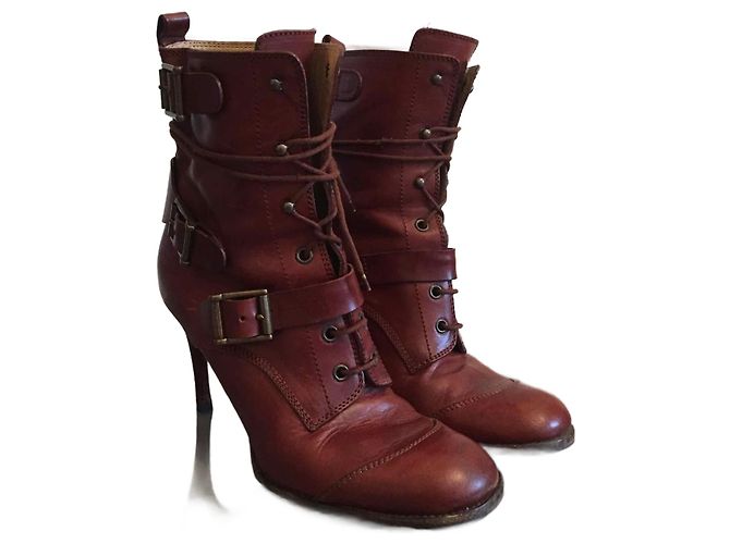 DOLCE & GABBANA Botas de tobillo T.EU 39 Cuero Castaño
