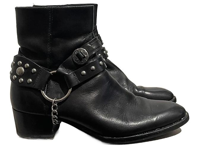 SAINT LAURENT Botas de tobillo T.EU 36.5 Cuero Negro