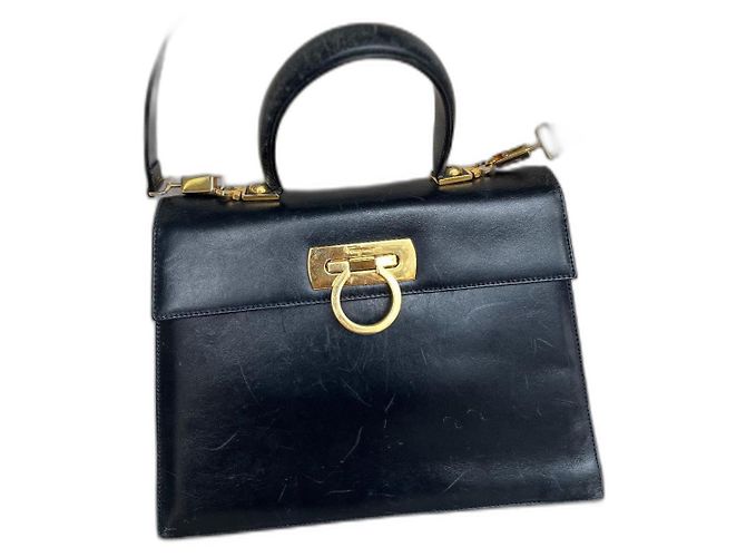 Borsa Salvatore Ferragamo in pelle blu navy