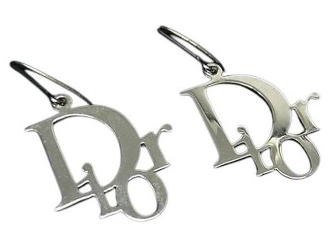 Orecchini a cerchio in argento con logo Christian Dior