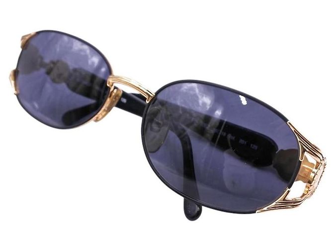 Lunettes de soleil Fendi noires dorées avec logo teinté bleu FS 262