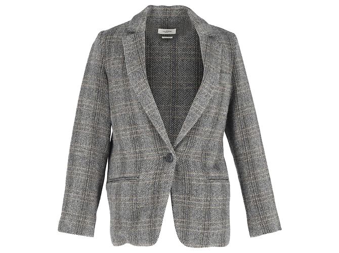 Isabel Marant Etoile Charly Herringbone Blazer in Grey Wool