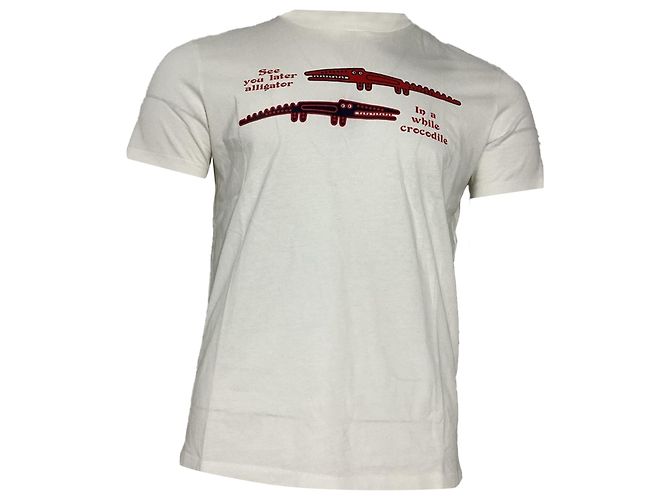 Camiseta Moncler Aligator de cuello redondo en algodón blanco
