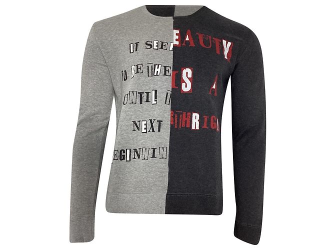 Valentino Garavani Sweatshirt Crew Poème Punk Valentino Jamie Reid en Coton Gris