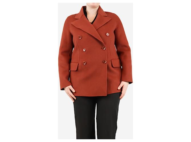 Autre Marque Rust brown double-breasted wool peacoat - size UK 14  ref.2015961