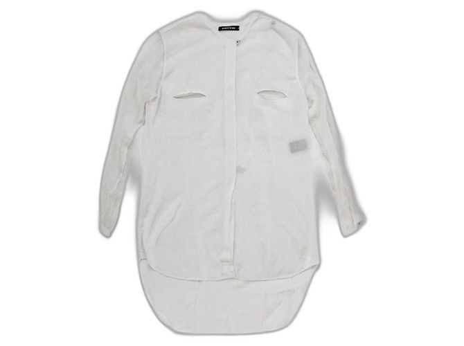Camicia Damir Doma in seta con maniche in chiffon di seta bianca Bianco