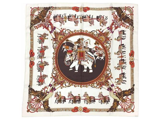 Écharpe Hermès Carré 90 Soie Écru  ref.2016716