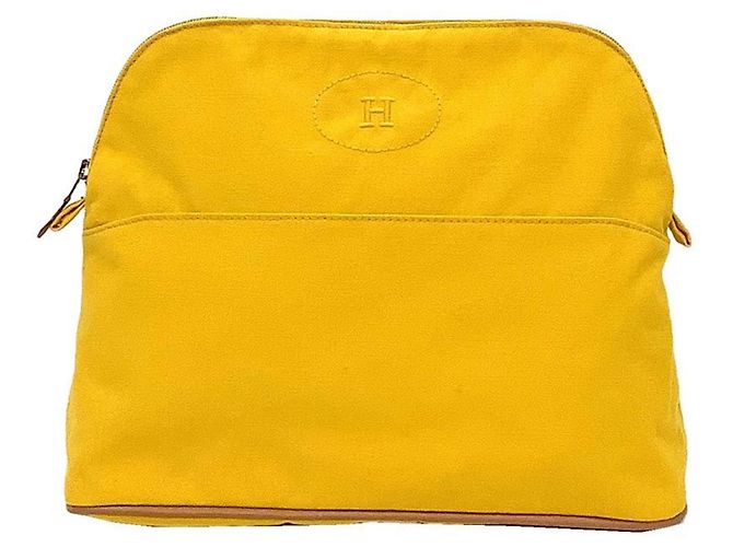 Hermès Pochete Bolide GM Hermes em lona de algodão amarelo