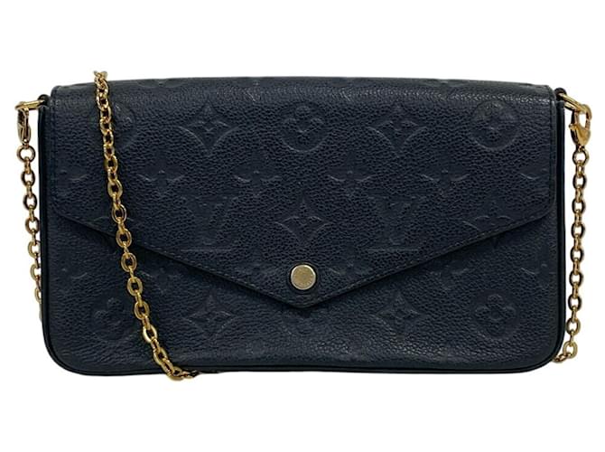 Pochette Felicie Monogram Empreinte Louis Vuitton Preto Dourado Couro  ref.2017016