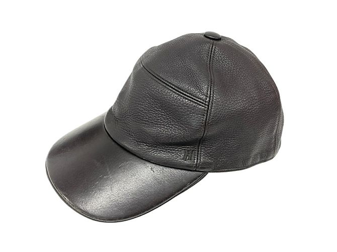 Hermès Hermes Brown Leather Embroidered Cap