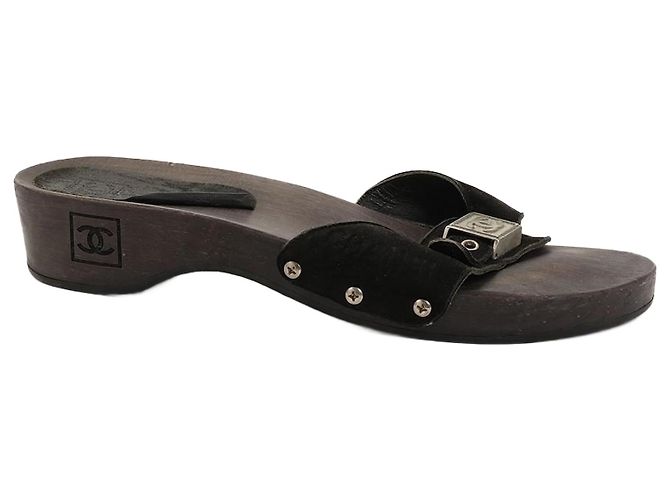 Chanel vintage mule clogs Black