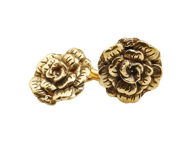 Gemelli Chanel Camelia Coco Mark D'oro Placcato in oro