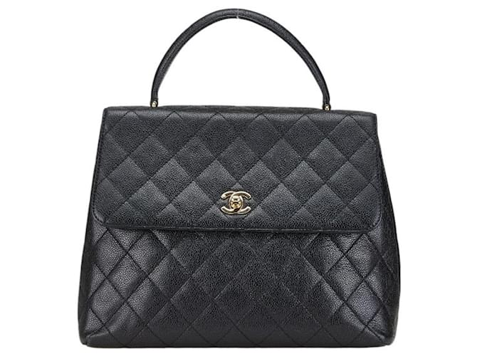 Timeless Chanel Matelasse Coco Mark Handbag Black Leather  ref.2017477