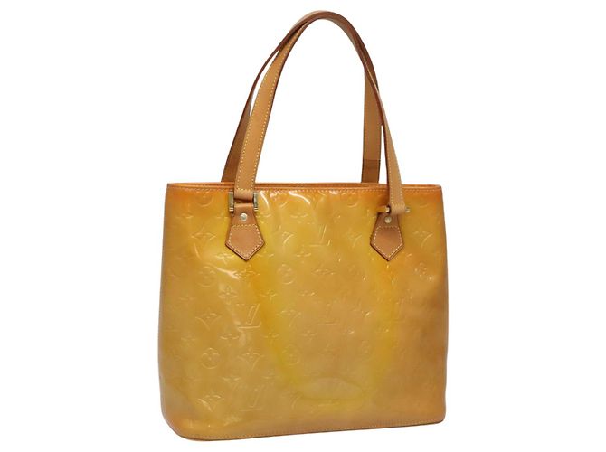 LOUIS VUITTON Monogram Vernis Sac à main Houston Beige M91004 LV Auth 112823
