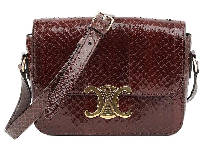 Céline Teen Triomphe bolsa de python bordô Bordeaux