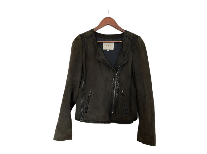 Maje khaki goat leather jacket