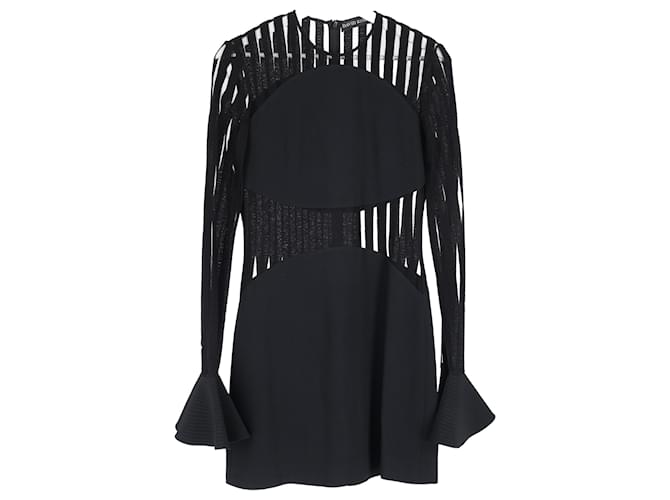 Autre Marque David Koma Macramé Long-sleeve Cady Mini Dress In Black Acetate Cellulose fibre  ref.2019049