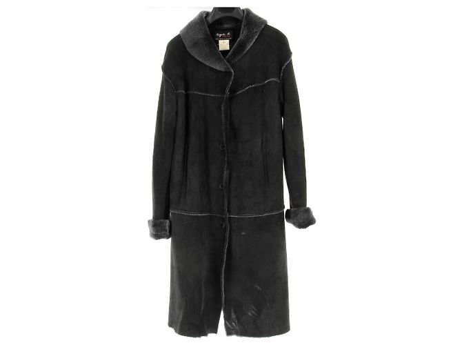 Autre Marque NON SIGNE / UNSIGNED Coats T.FR 38 Leather Black