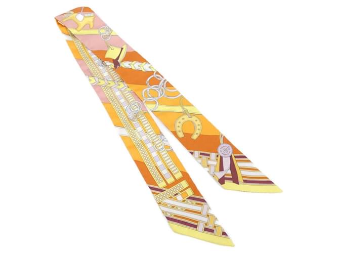 Hermès Hermes BRIDES ET GRIS Twilly Scarf Orange Silk  ref.2019386