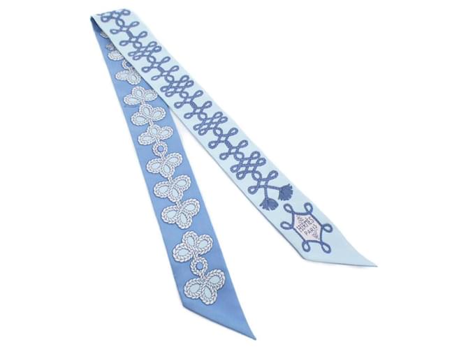 Hermès Hermes GALONS ET BRANDEBOURG Twilly Scarf White Silk  ref.2019407