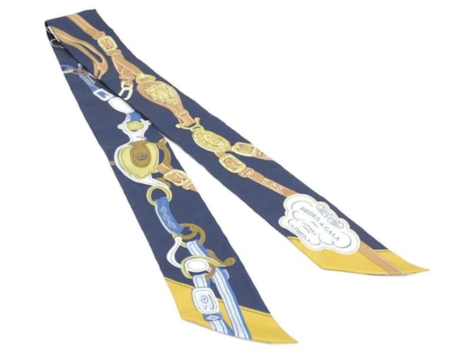Hermès Hermes Brides de Gala Applique Twilly Scarf Beige Silk  ref.2019431