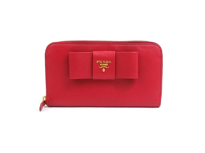 Prada rotes Lederlanggeldbörse 