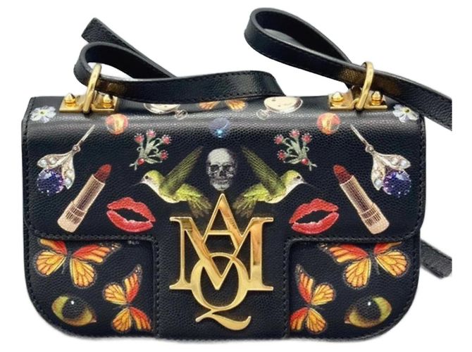 Borsa a tracolla Alexander McQueen Insignia nera in pelle Nero