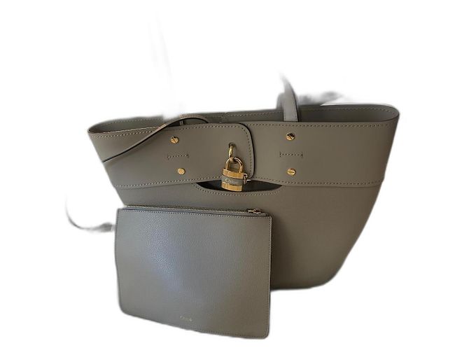 Sac cabas Chloé ABY en cuir taupe