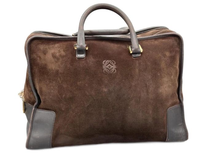 Loewe Amazona Suede Handbag Brown Dark brown